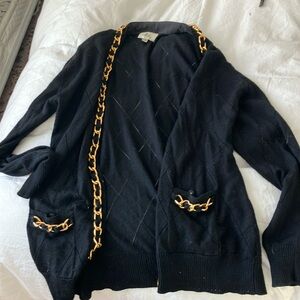 Vintage milly black sweater with gold chain